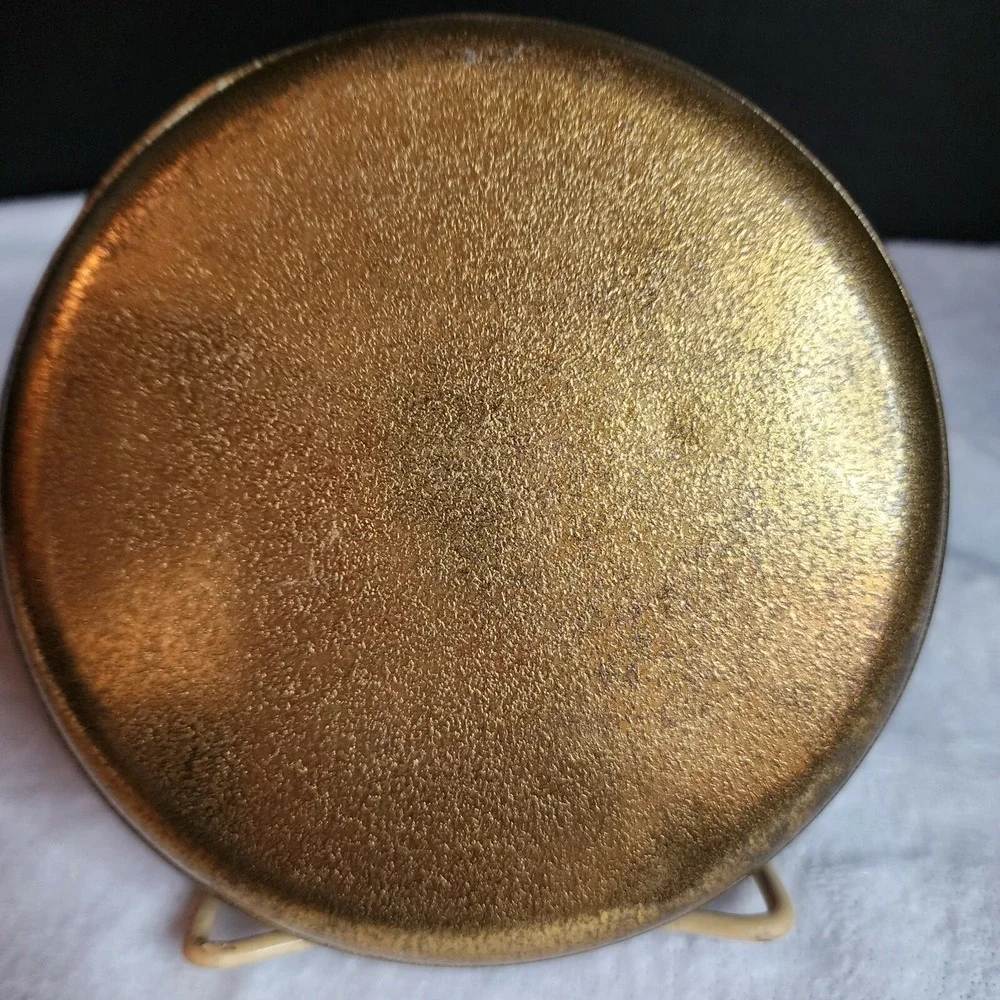 1960's VTG FLORIDA STATE GOLD METAL SOUVENIR TRAY USA 6.5 in TOURISM READ DESCRT